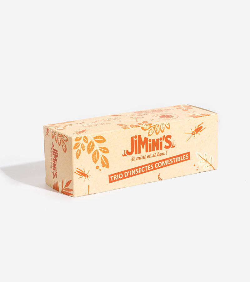 Trio d'insectes comestibles pour l'apéro Jimini's