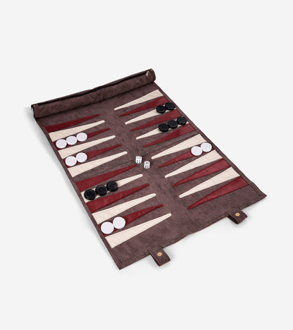 Backgammon de voyage en cuir