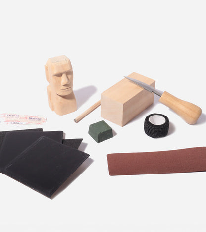 Kit de sculpture Moai en bois