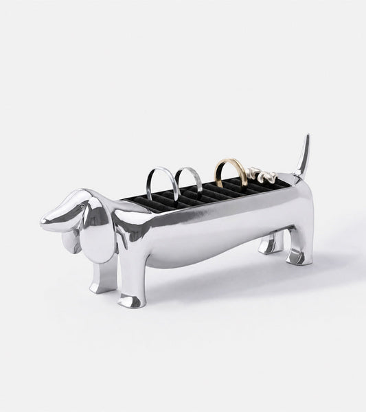 Porte-bagues teckel chrome
